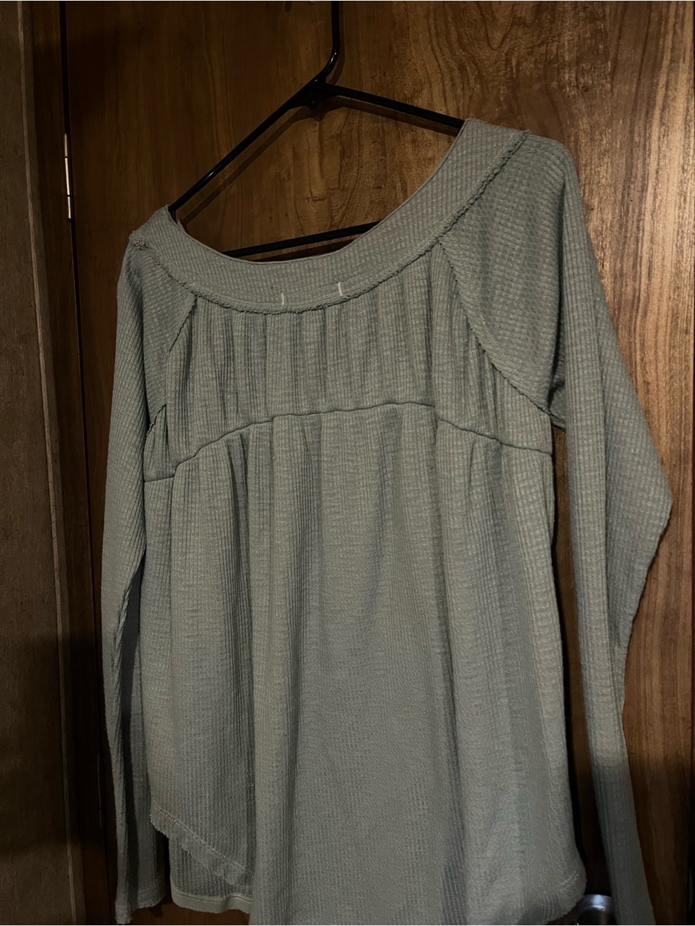 We The Free Light Blue Waffle Knit Button-Front Long Sleeve Top - Picture 8 of 8